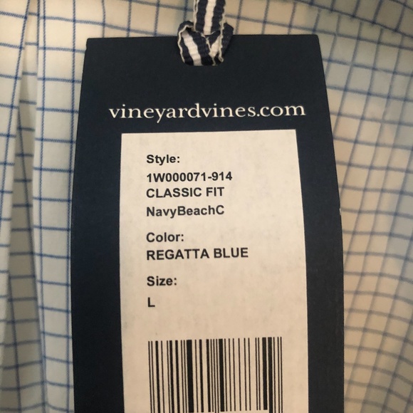 NEW Vineyard Vines White with Blue Button Down Top - Picture 5 of 5